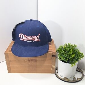 Vintage Diamond Sports New Eras The 5950 Fitted Hat Royal Blue Made in USA 7 1/8